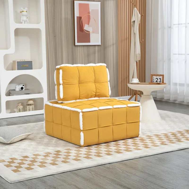 Upholstered Deep Seat Armless Chair Accent Single Lazy Sofa Lounge