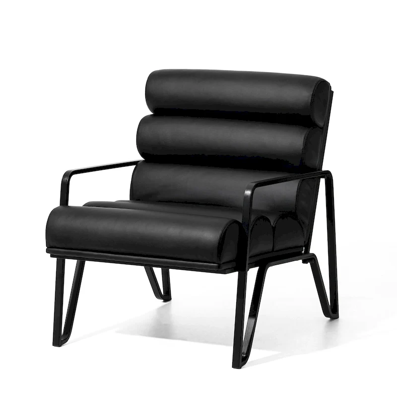 26.75W Modern Comfy PU Leather Accent Chair with Metal Frame