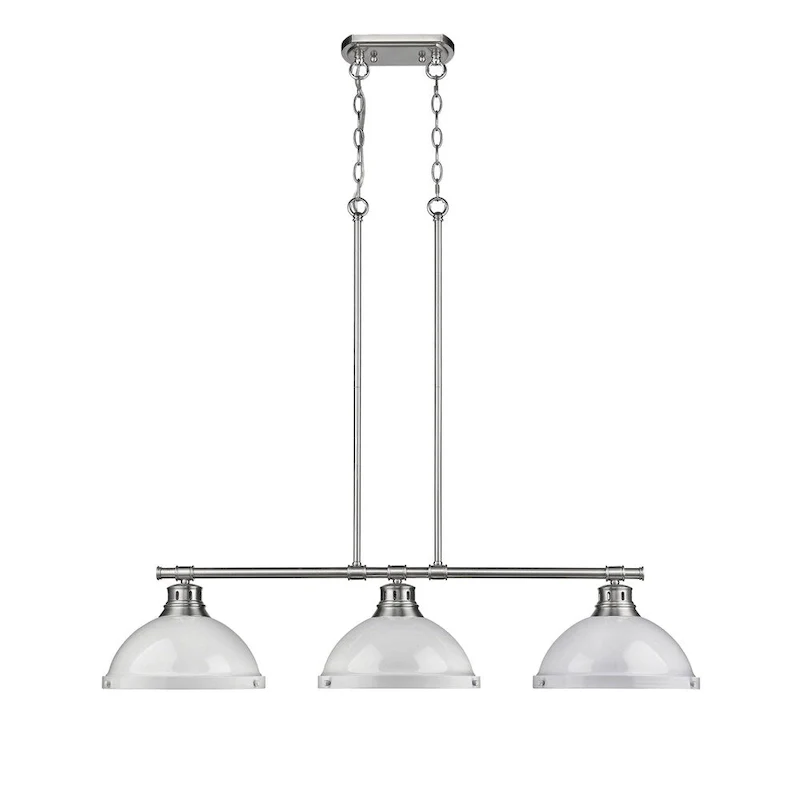Golden Lighting Duncan White Pewter 3-light Linear Pendant