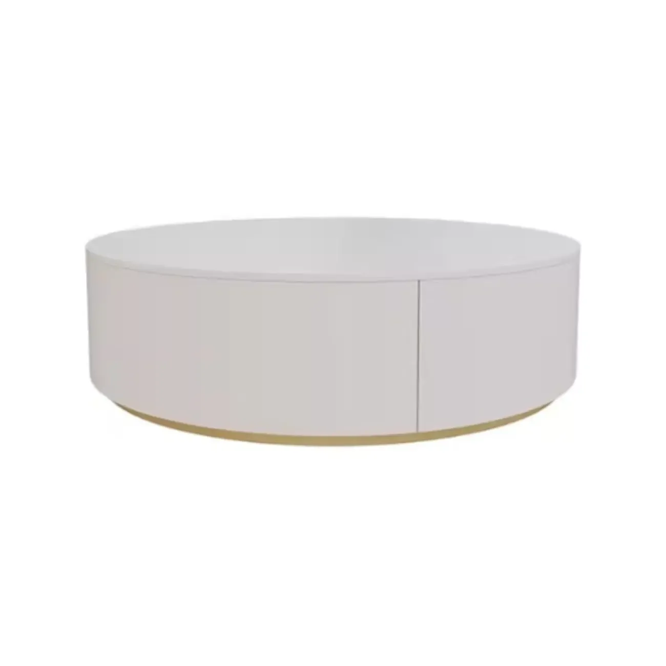 Black White Modern Stylish Round Wood Drawer Coffee Table