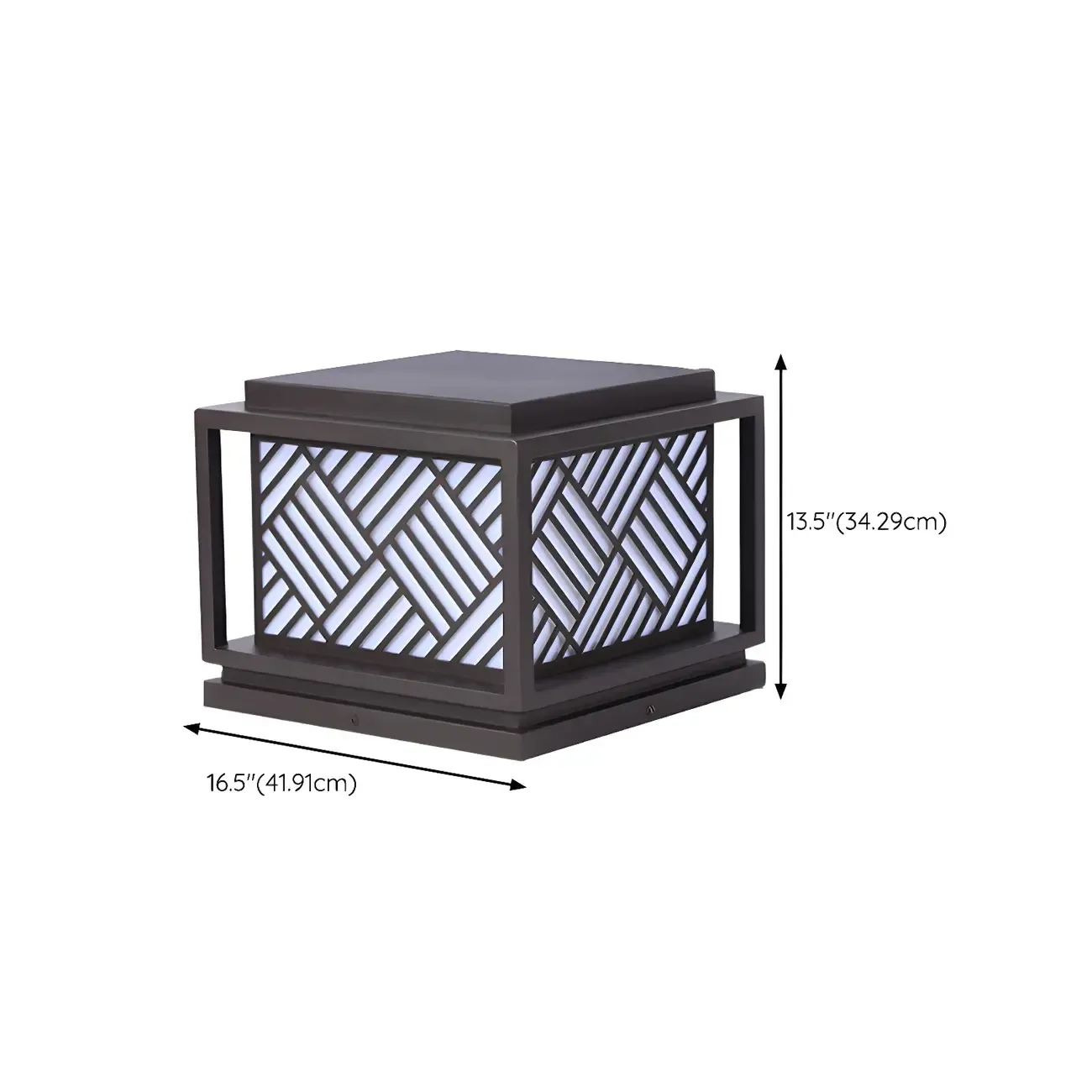 Cubic Metal Post Cap Light with Geometric Pattern Shade
