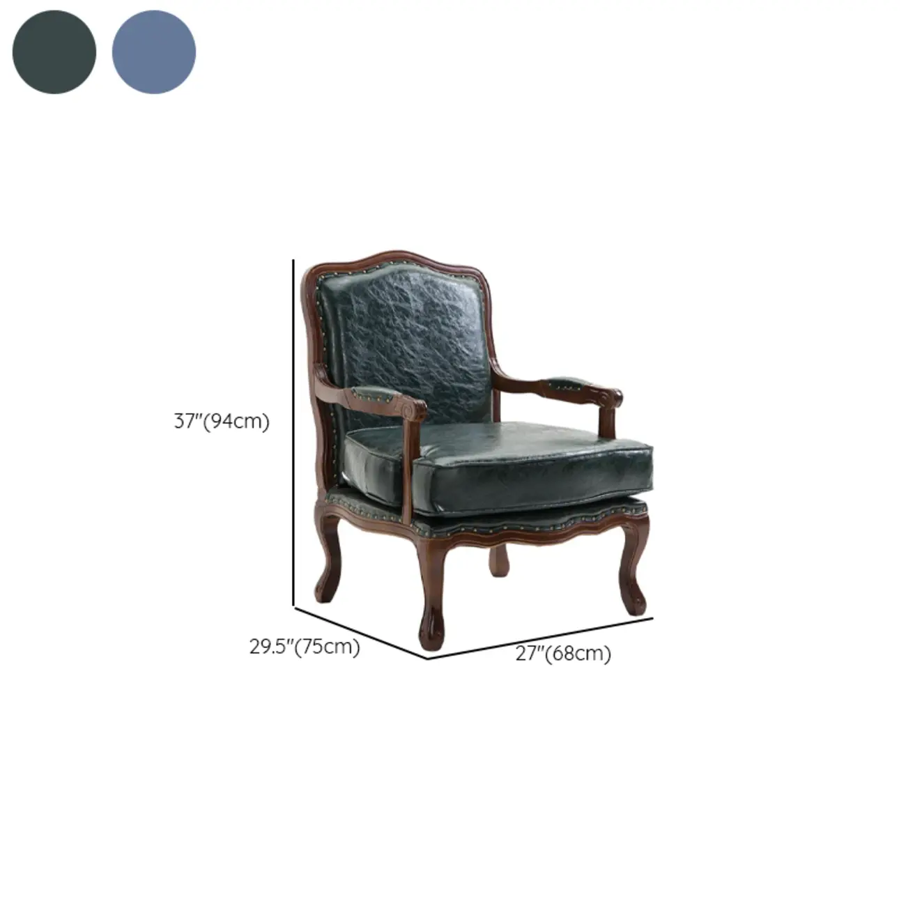 Mid-century Modern Leather Solid Wood Traditional Arm Chair