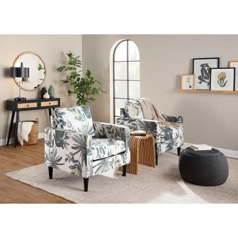 Carson Carrington Astrid Pouf with Natural Wood Tray Top