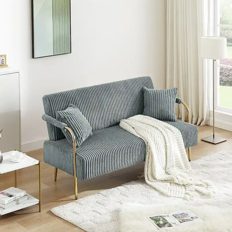 Ouyessir Upholstered Loveseat, Tufted Back Couch, Accent Armchair with 2 Pillows