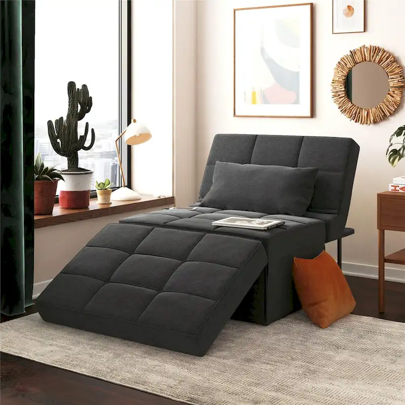 RealRooms Convertible Lounger Ottoman Sofa Chair with 4-in-1 Design