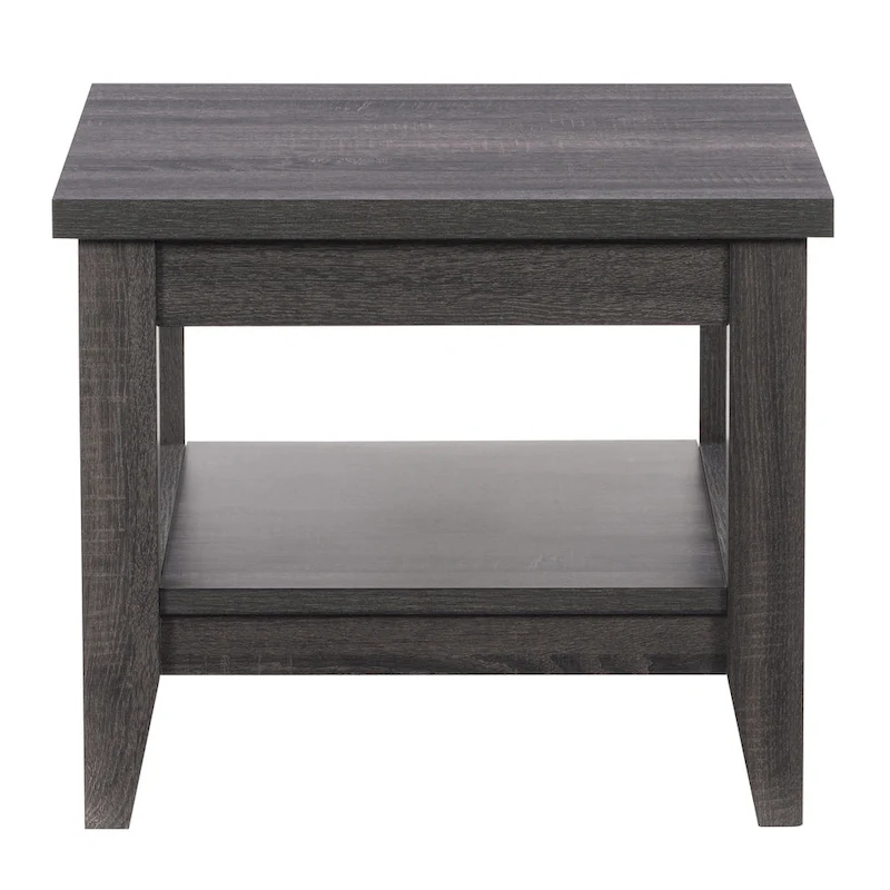Hollywood Side Table with Shelf, Dark Grey