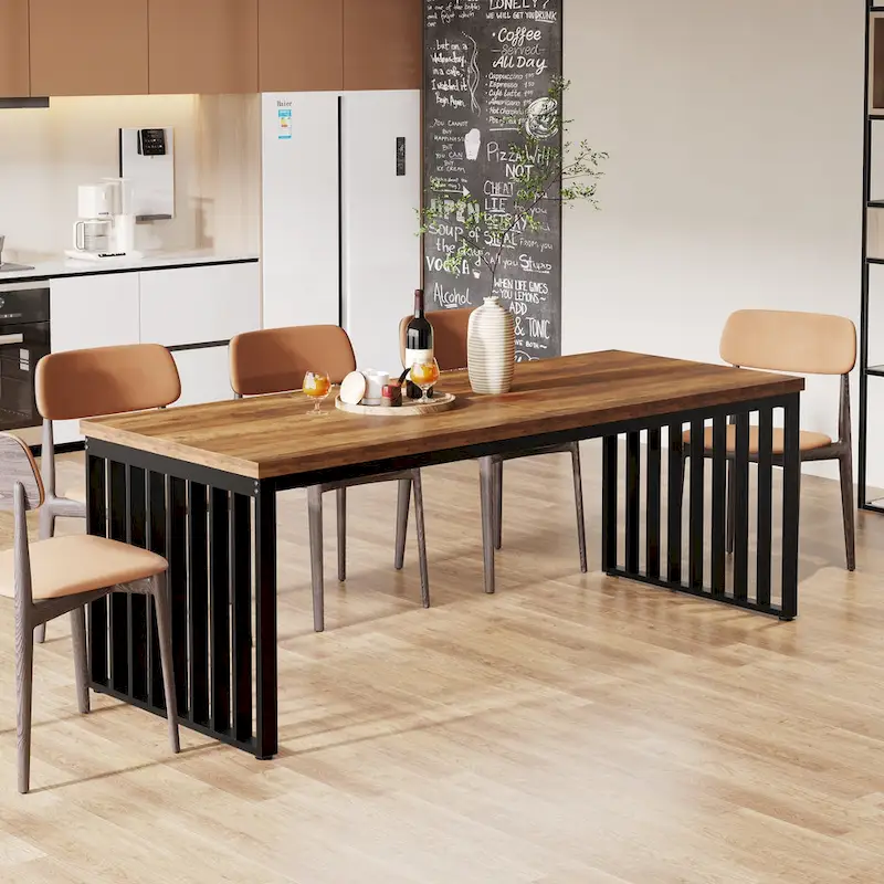 78.74-inch Kitchen Dining Table with Metal Legs