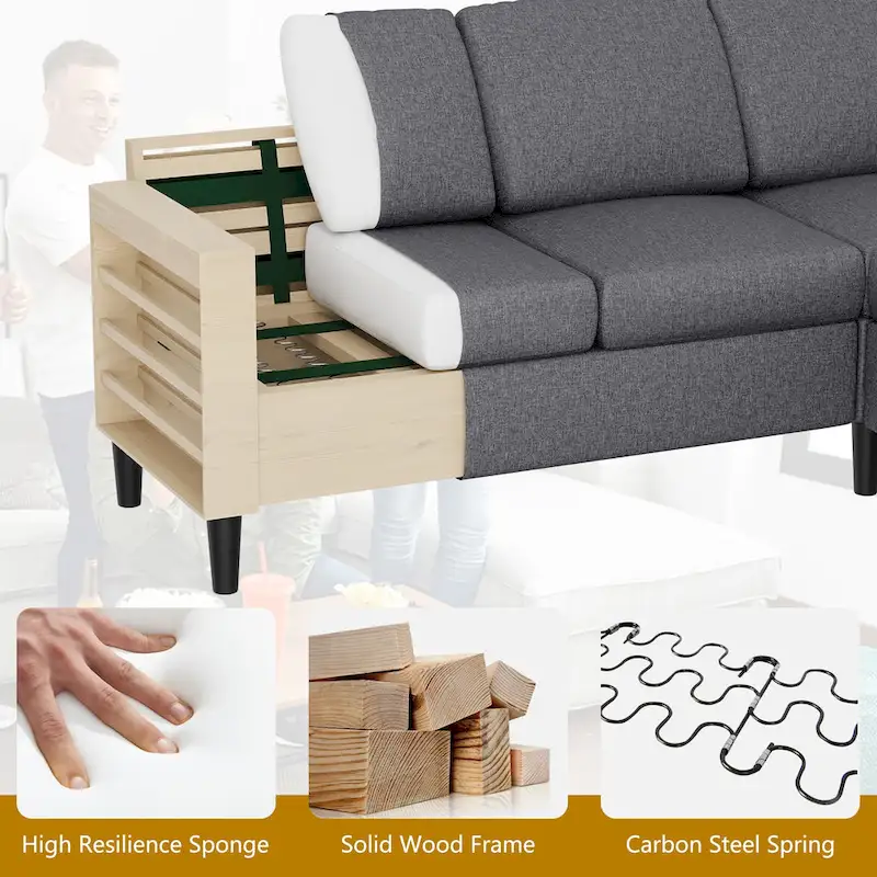 Futzca 74 Convertible Sectional Sofa Couch, Small L-Shaped Sofa