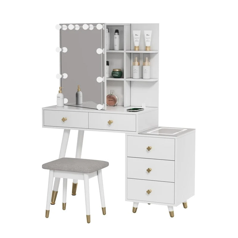 5 drawers Dressing table set with plugs