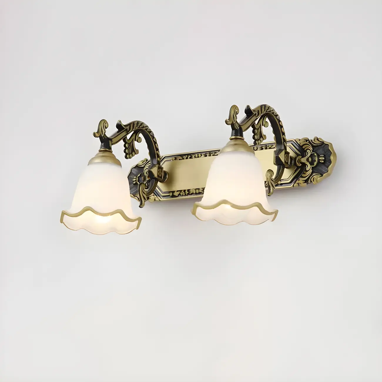 Vintage White Elegant Floral Glass Vanity Light for Bathroom