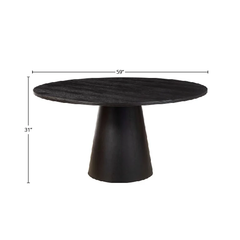 Alpine Furniture Cove 59  Round Dining Table, Vintage Black