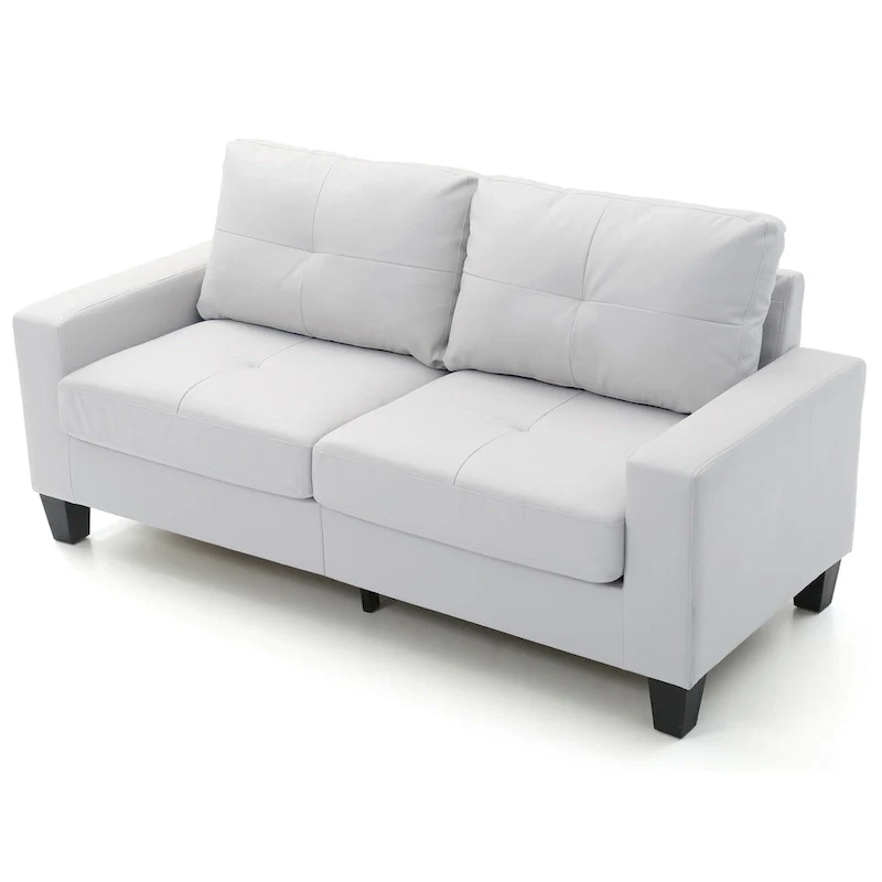 Newbury 71 in. W Flared Arm Faux Leather Straight Sofa - 32L x 71W x 36H