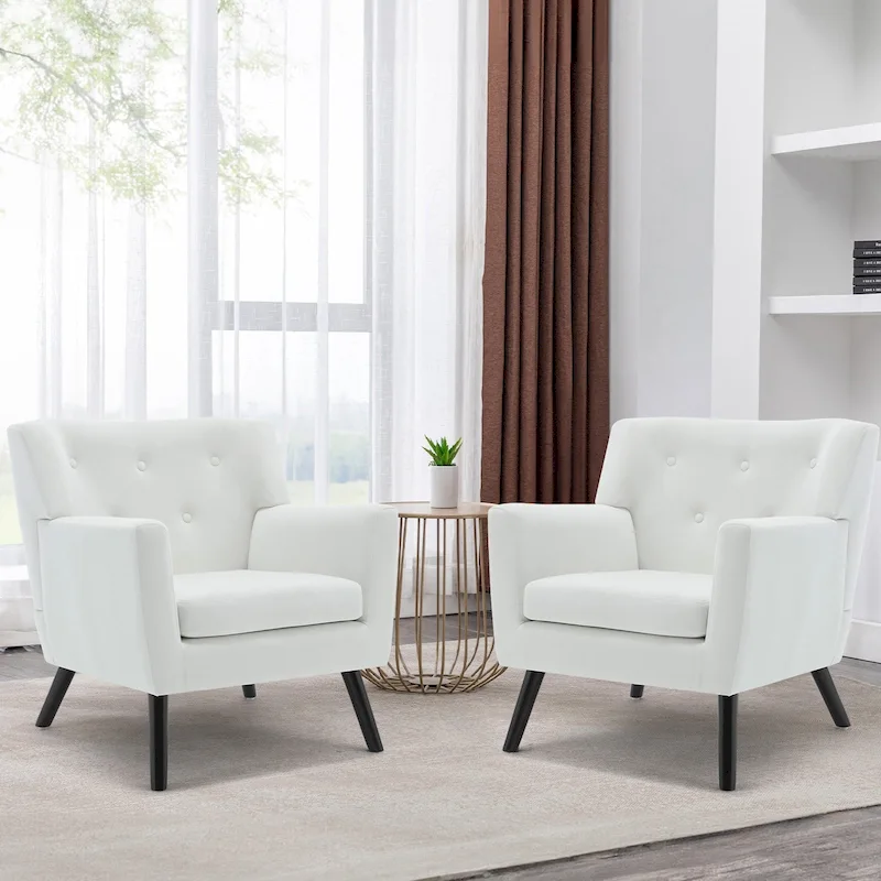 Velvet Upholstered Armchair Tufted Accent Chair, Set of 2 - 30.71H x 28.35 W x 27.56D