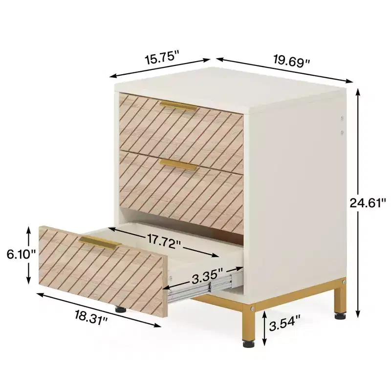 LITTLE TREE 3 Drawer Nightstand Wood Grain White/Wood