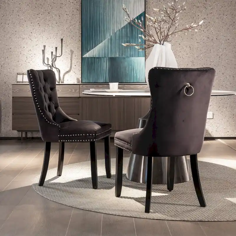 Velvet Upholstered Dining Chair 2-Pcs Set