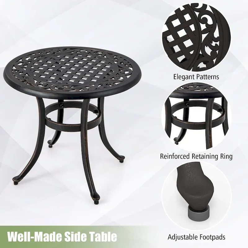 Costway 24  Patio Side Table with Adjustable Footpads Round Cast - See Details