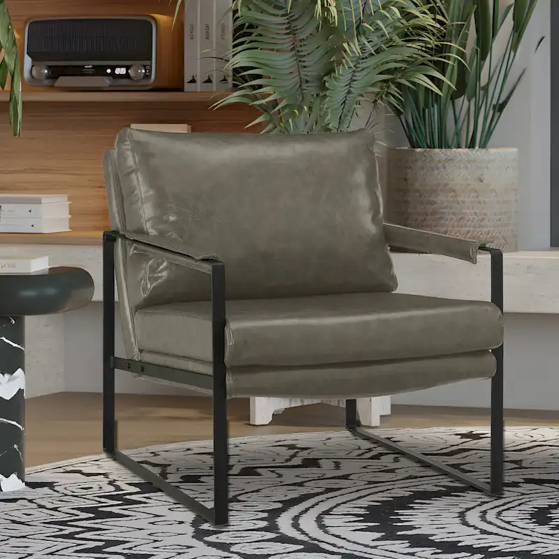 PU Upholstered Arm Chair with Steel Frame
