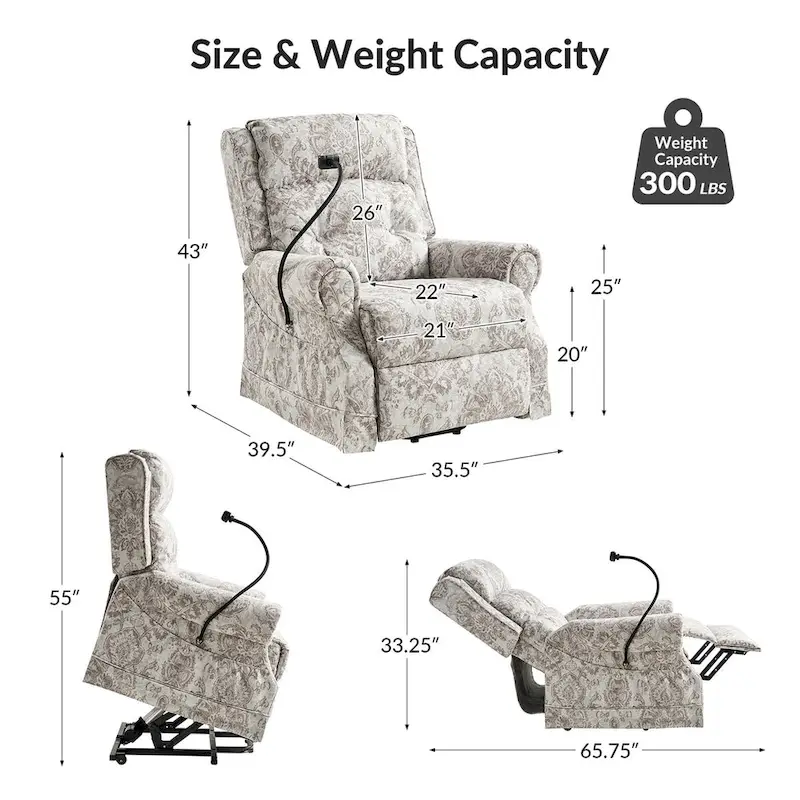 Billy Traditional Lift Assist Power Recliner With Massage Heat And Manual Headrest by HULALA HOME