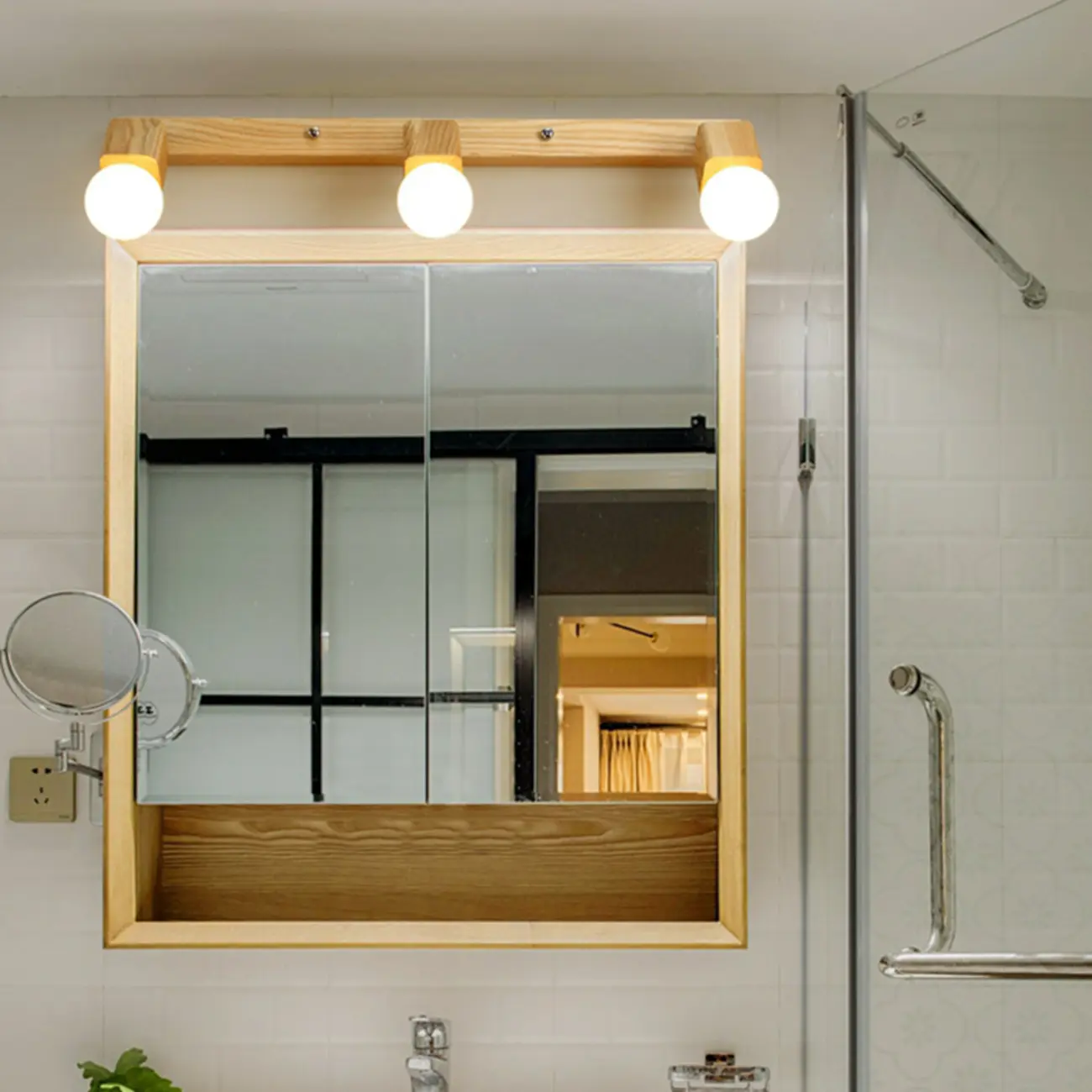 3-Light Modern Wooden Linear LED Vanity Lights