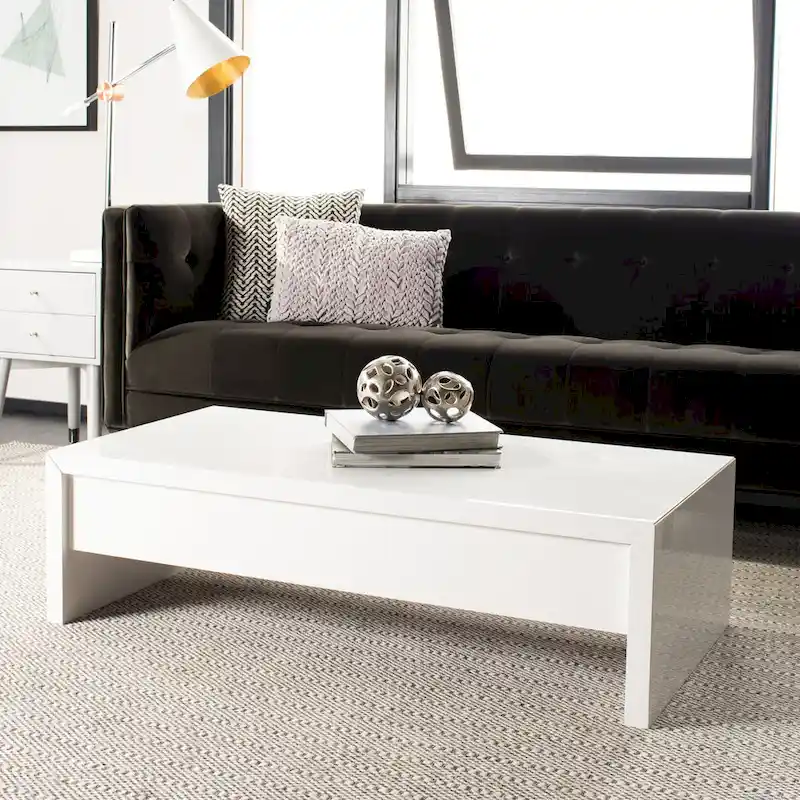 SAFAVIEH Bobbye White Lift-Top Coffee Table - 47.2 x 23.6 x 13.4 - 47Wx24Dx13H