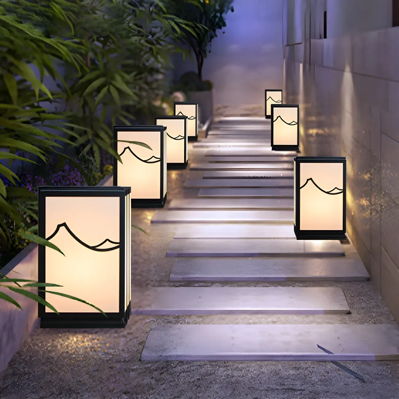 Sophisticated Rectangle Vertical White Shade Post Cap Light