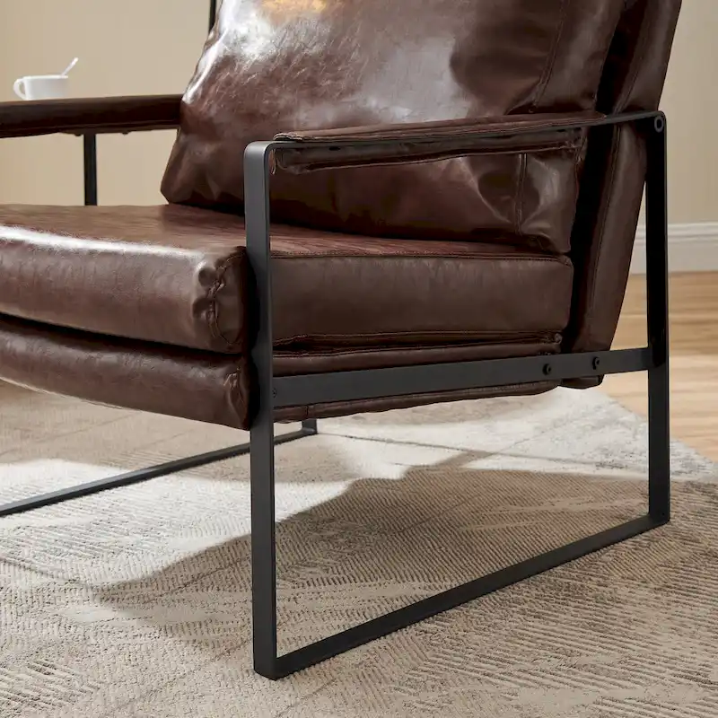 Art Leon Modern PU Leather Upholstered Arm Chair with Steel Frame