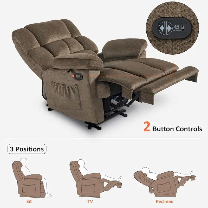 Electric Power Recliner Chair with Heat and Massage, Fabric