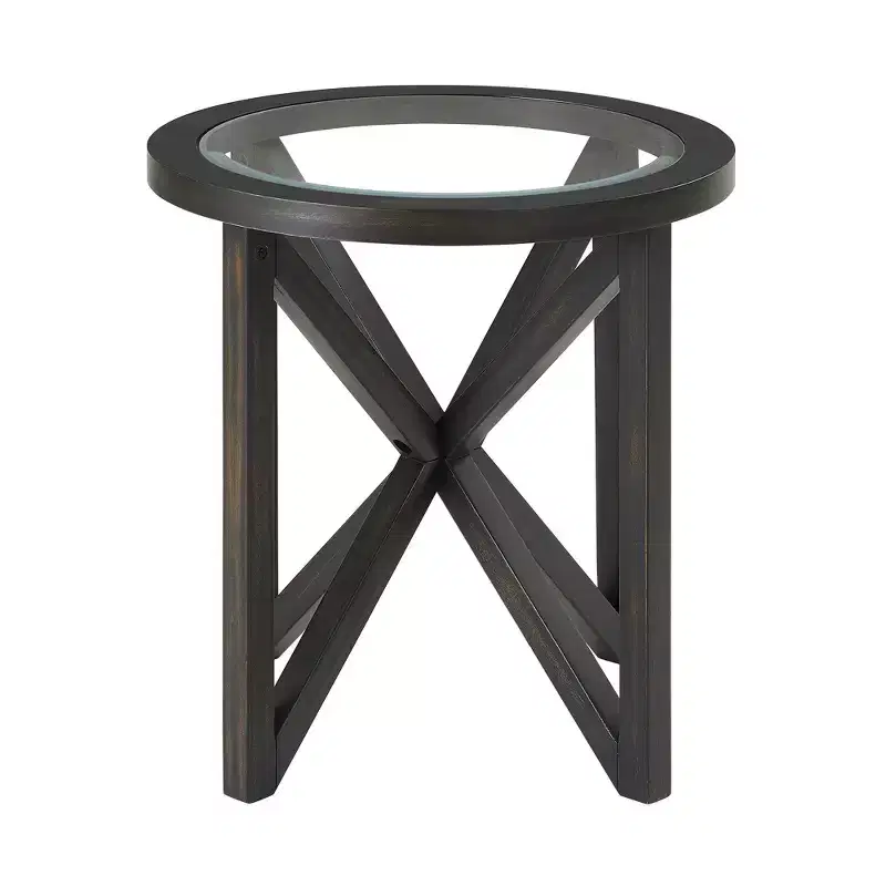 Round/Oval Coffee Table Glass End Table Cocktail Table Sofa Table Side Table Center Table, Black/Cherry-ModernLuxe