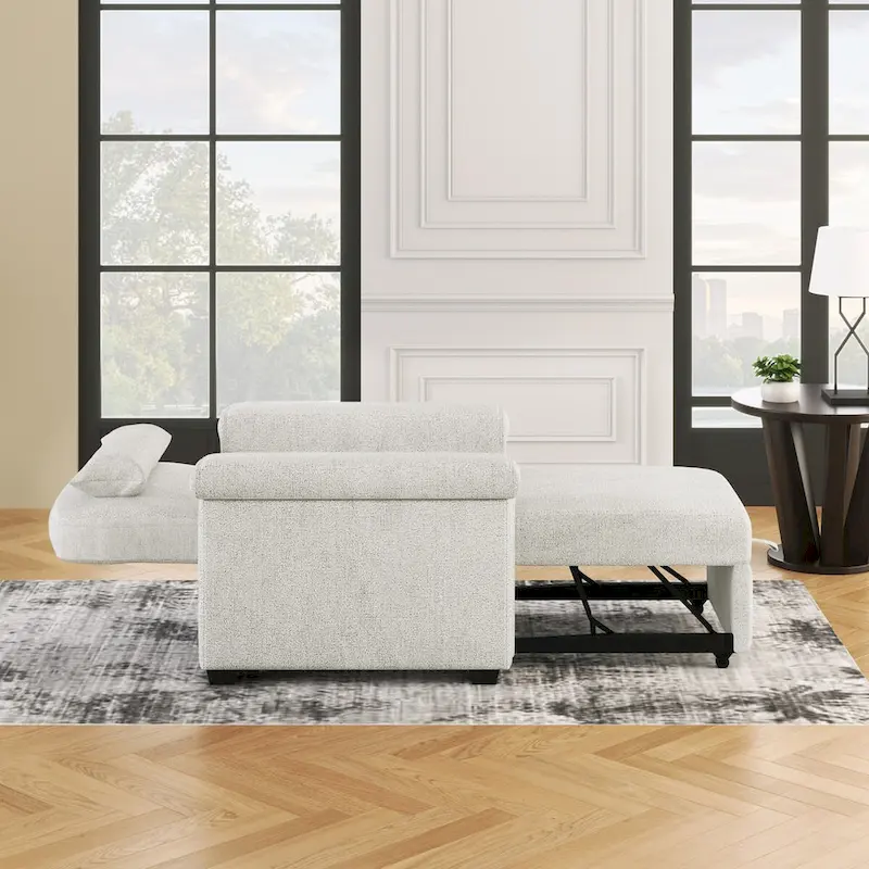 Living Room Lounger Chair 3 in 1 Convertible Sleeper Chair with Pillow