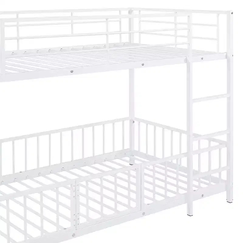 Whisen Stylish Design Metal Bunk Bed with Slide and Guardrails
