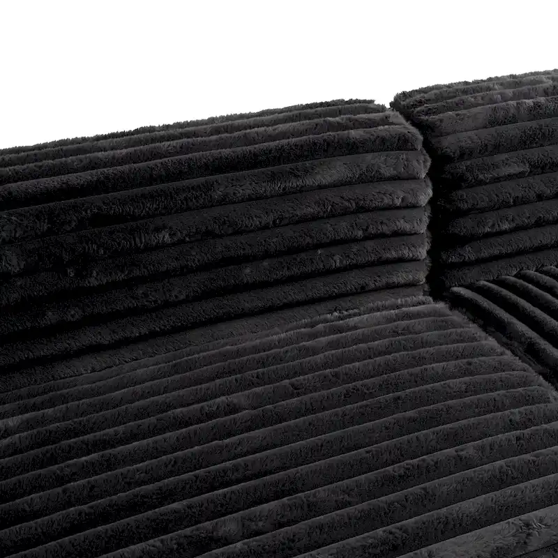 110 Faux Fur Cloud 3-Seater sat L-Shaped Sectional Sofa with Two Included Throw Pillows