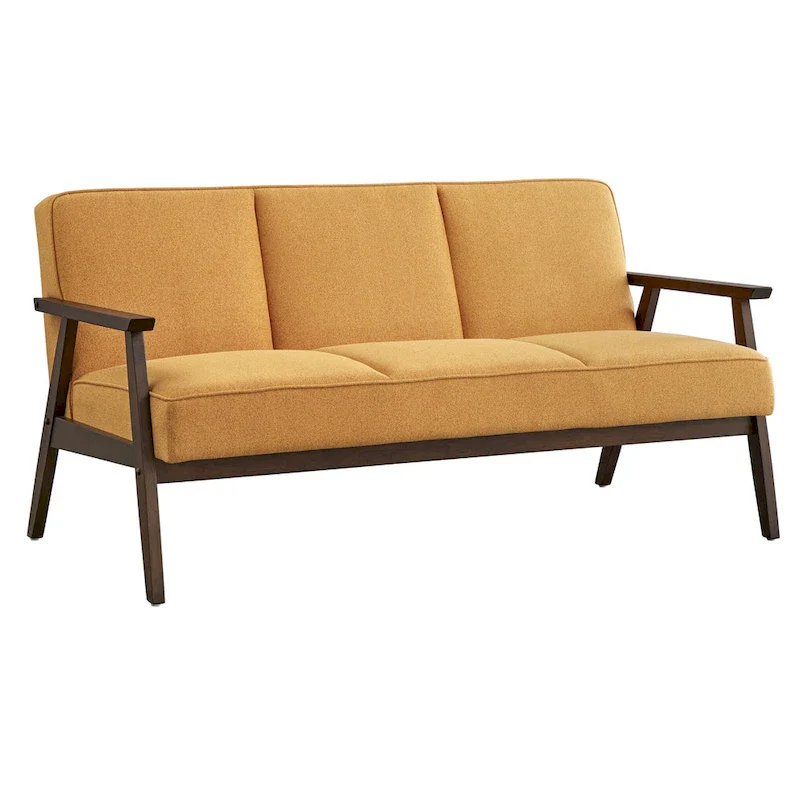 3-Seat Sofa with Rubberwood Legs and Removable Cushions