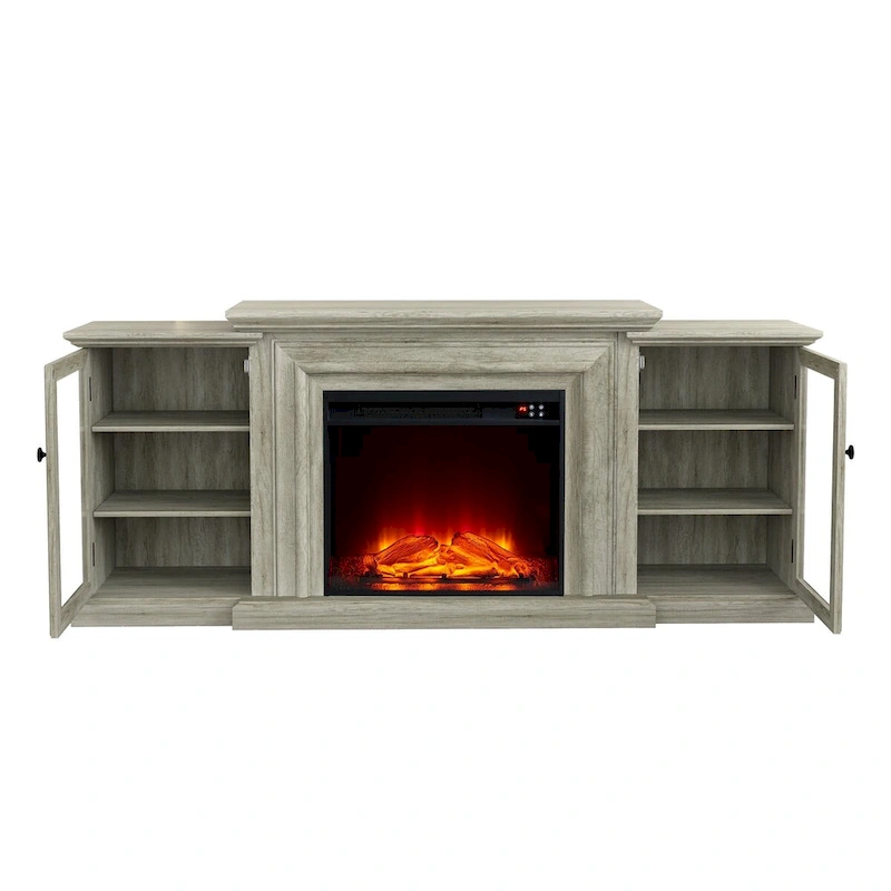 Farmhouse TV Stand with Fireplace - 70 Width -Fits up to 70 TV - 71W x 30H x 15.5D