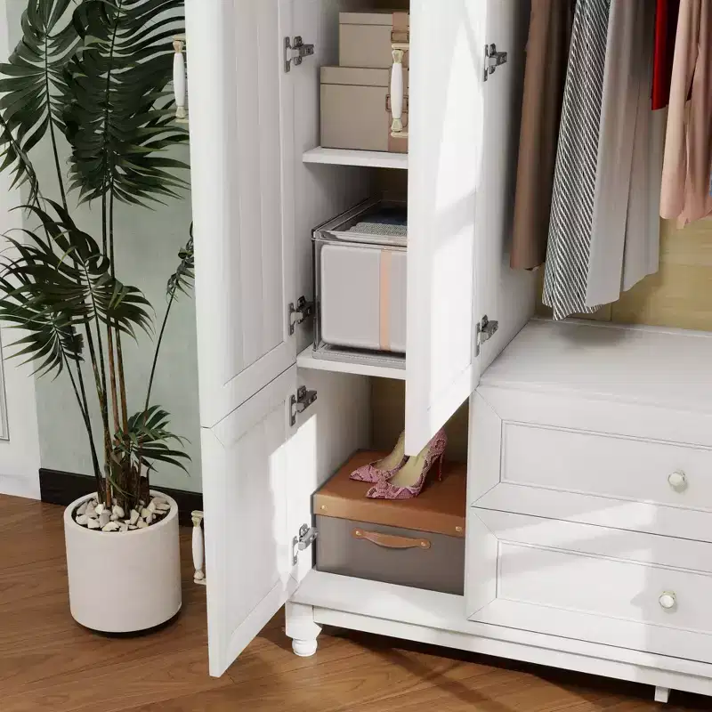 White 4-Door Wardrobe with 2 Drawers - Adult Use