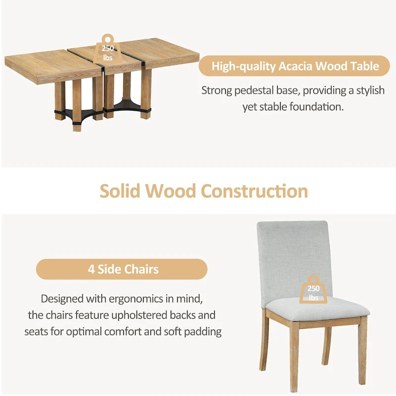 7-Piece Rustic Dining Set with Extendable Table & 6 Chairs