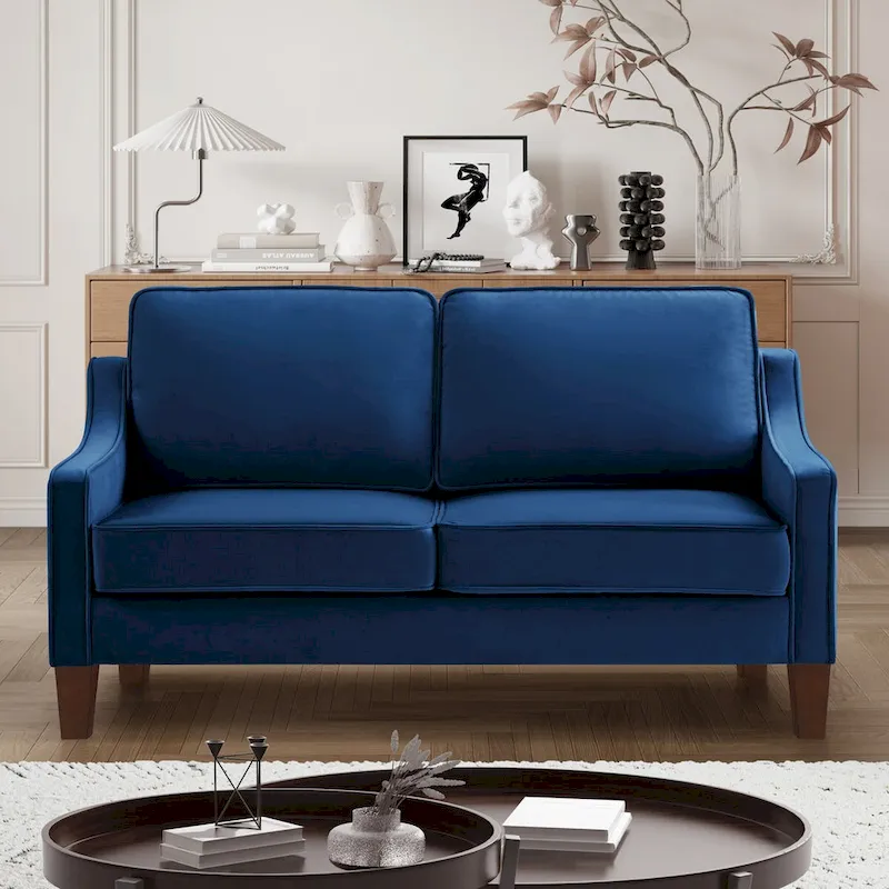 Modern Upholstered Sofa with Removable Cushions and Scooped Arms