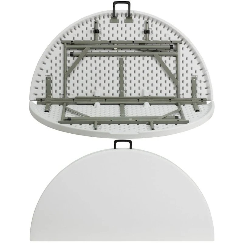 4-Foot Round Bi-Fold Plastic Event Folding Table with Handle