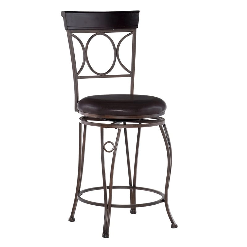 Linon Black Spiral Back Faux Leather Counter Stool