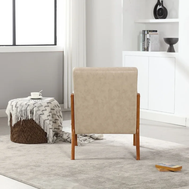 Modern PU Leather Accent Chair with One Pillow