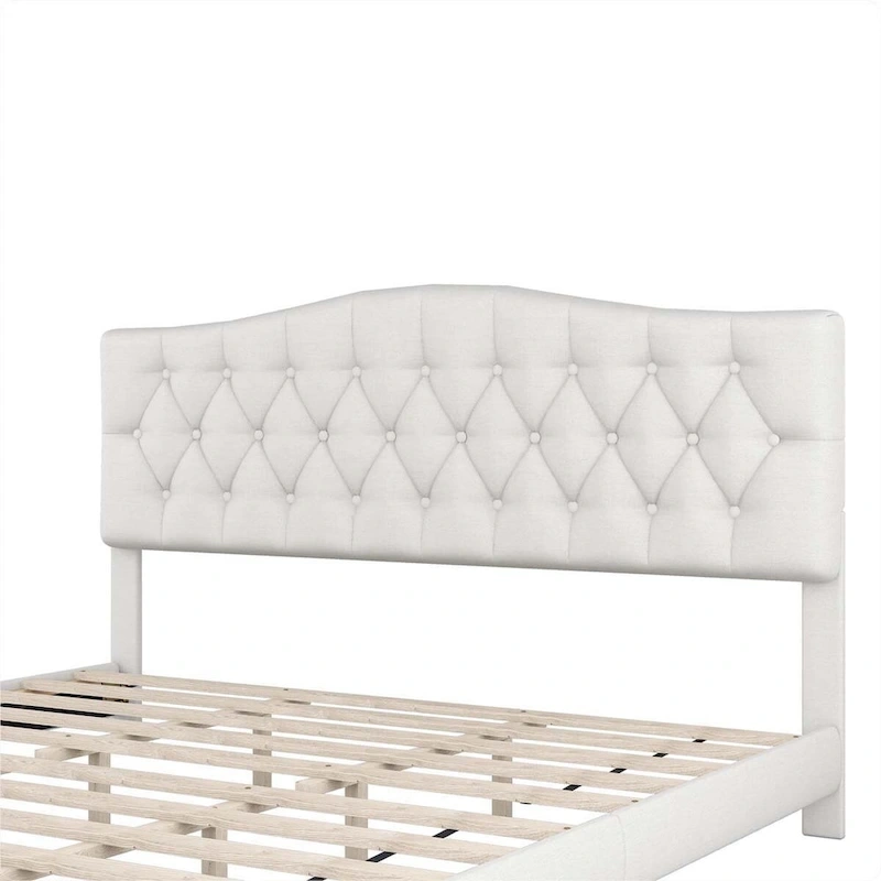 Upholstered Bed with Saddle Curved Headboard King