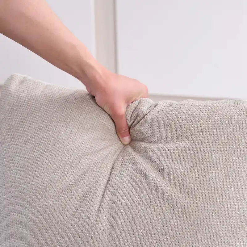 FERPIT Modern Curved Accent Chair with Faux Linen Upholstery, Comfy Lounge Chair with Metal Frame & Cushions