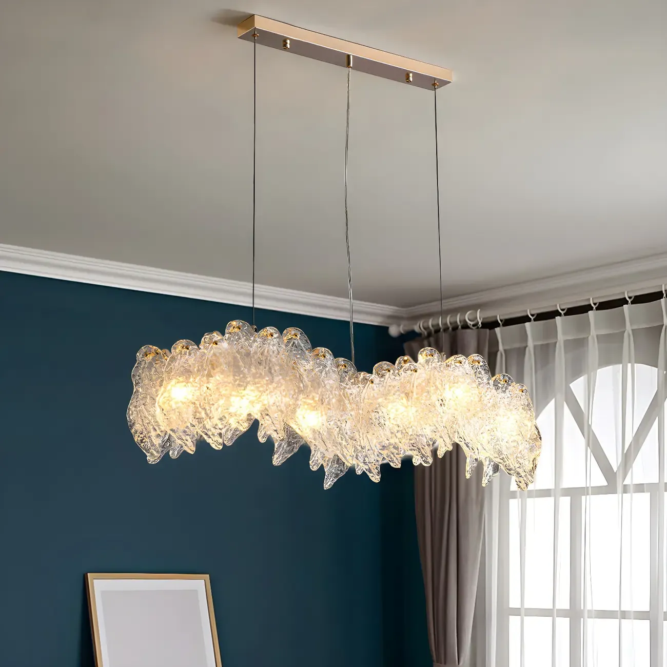 Modern Gold Glass Adjustable Kitchen Island Pendant Light