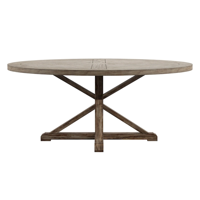 Benchwright Round Antique Grey Oak Dining Table by iNSPIRE Q Artisan