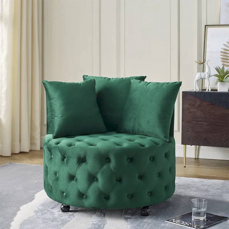 Green Modern 30 Swivel Tufted Accent Chair