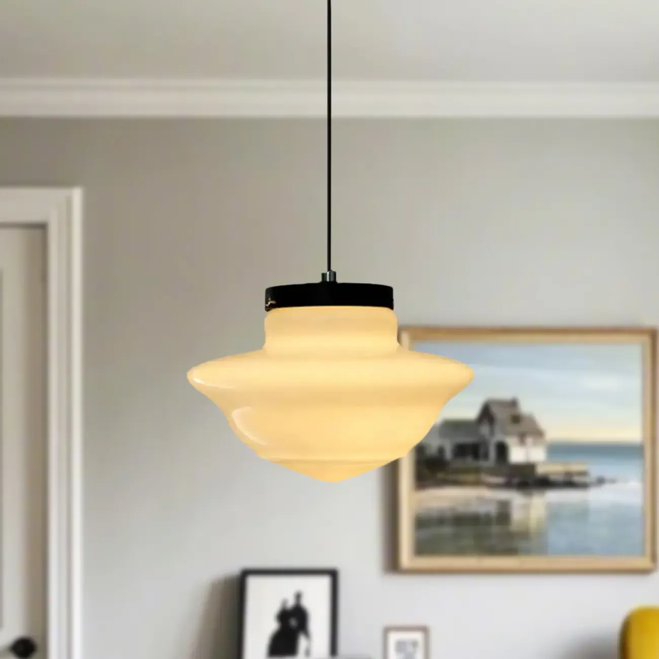 Modern Frosted Glass LED bedside pendant lamp in Hazelnut Tone