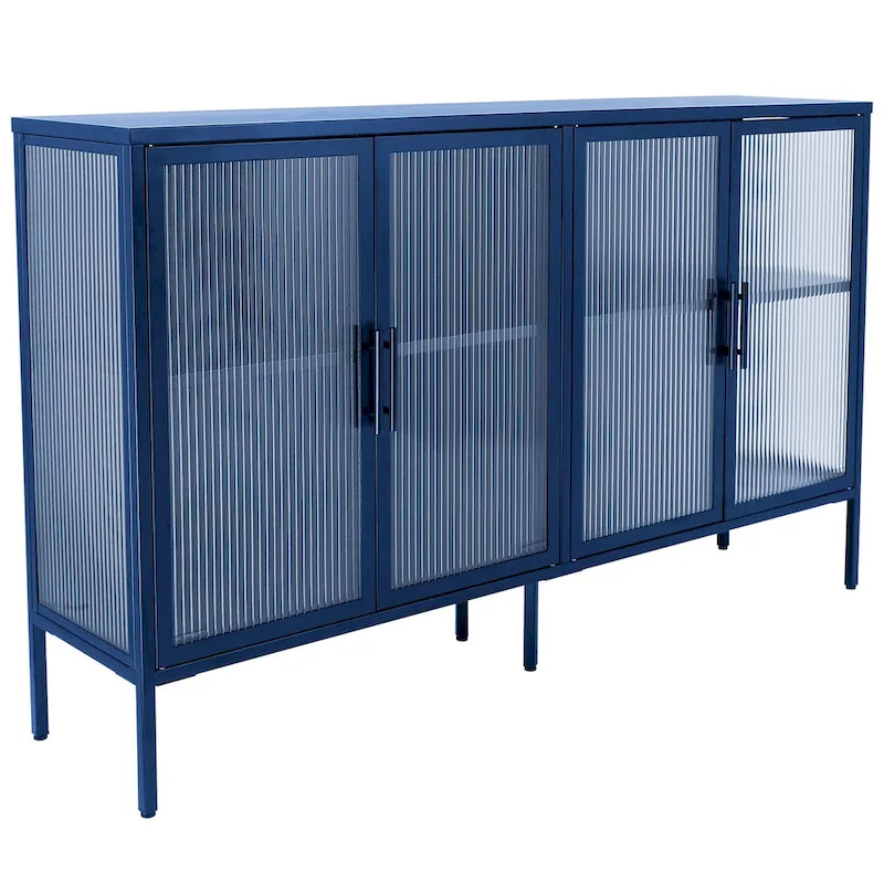 Metal Tempered Glass Cabinet with Adjustable Shelf