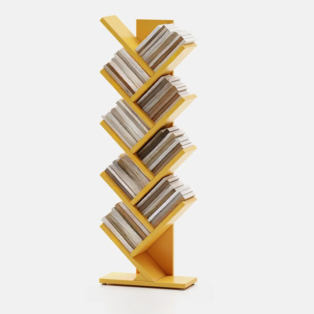 Black Wood Tree-Shaped Vertical Display Bookcase