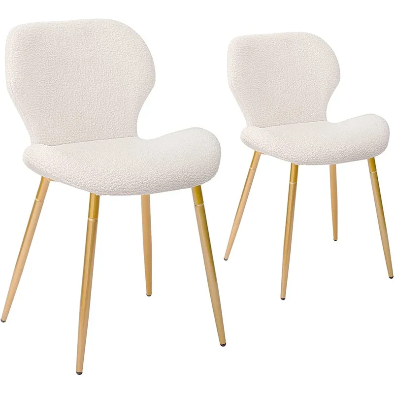 Modern Upholstered Dining Chairs with Metal Legs, Set of 2, Brown