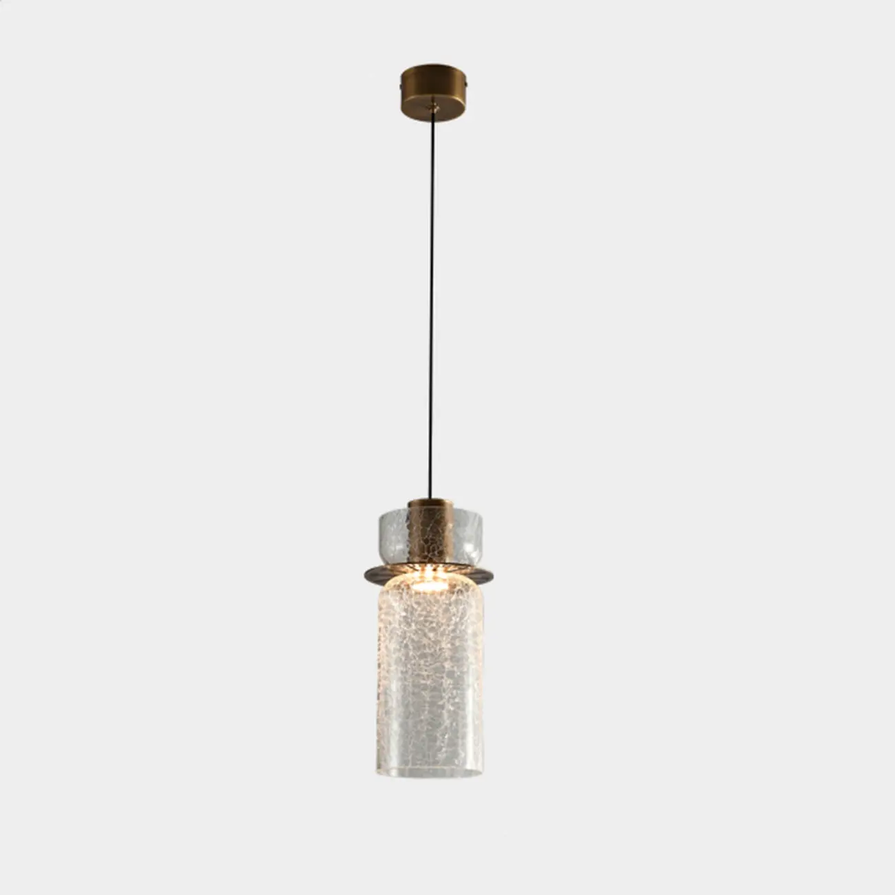 Modern Brass Metal Crackle Glass Warm LED Pendant Light