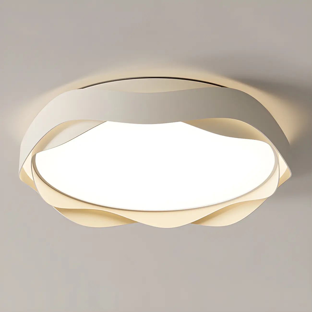 White Art Deco LED 3-Gear Dimming Flush Ceiling Light
